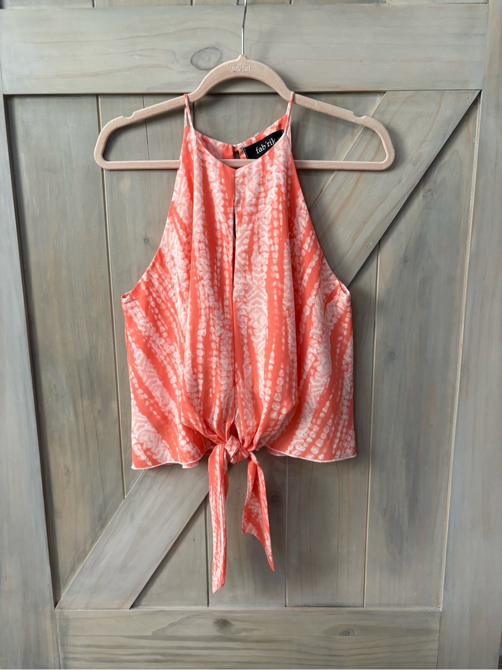 Fab’rik Coral-Peach Tie-Front Halter Cami